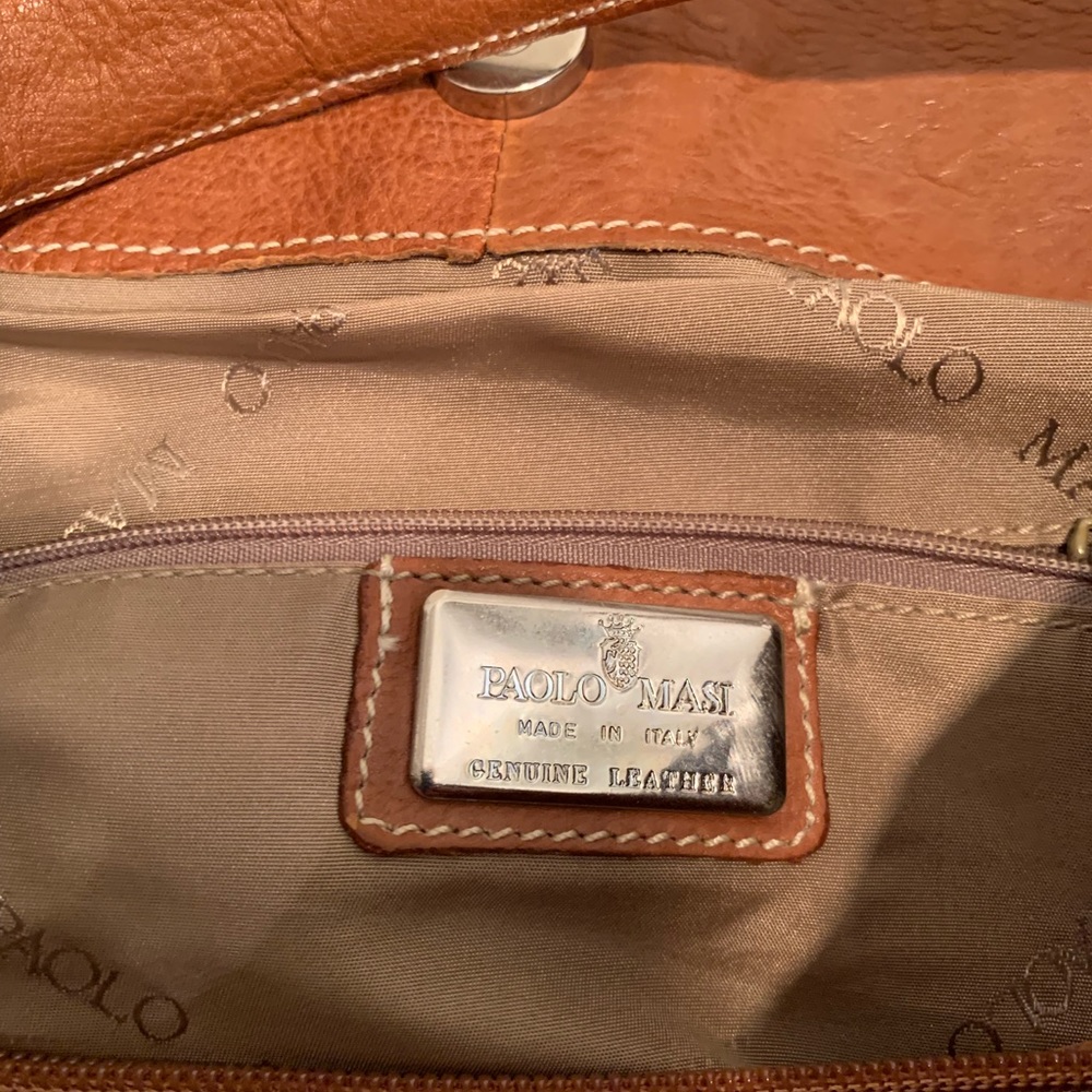 NWOT, leather bag, cognac color, grommet detail - Picture 5 of 8